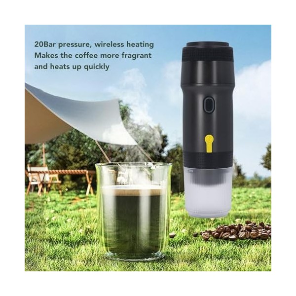 Fockety Cafetière Portable, Machine à Expresso électrique sans Fil Compacte à Extraction de Pression de 20 avec Tasse Deau d