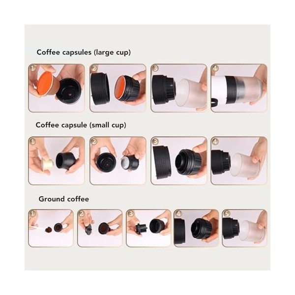 Cafetière Portable, Mini Cafetière électrique, Compatible avec les Capsules NES pour Capsules DG, Cartouches de café en Poudr