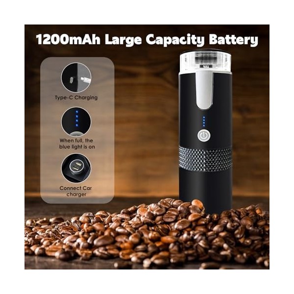 Ruiqas Machine à Café Expresso Electrique portable Sans Fil Compatible avec les Capsules Moulues et les Godets K-Cup pour le 