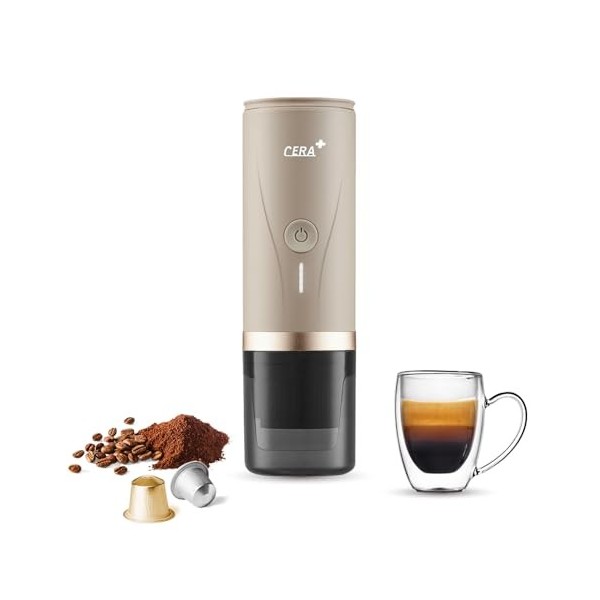 CERA+ Machine à expresso électrique portable auto-chauffante en 3-4 minutes, mini machine à café 20 bars avec batterie rechar