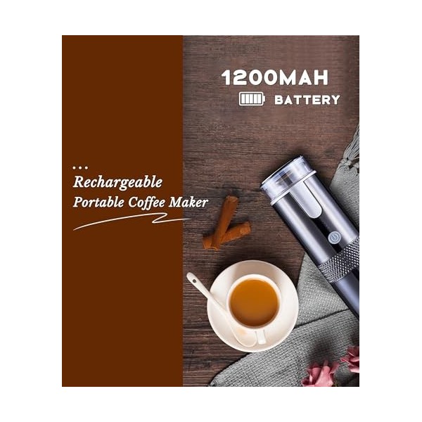 Gugxiom Machine à Portable, Cafetière 1200 MAh, Capsules de café Compatibles et café Moulu, Machine à à un Bouton pour Voyage