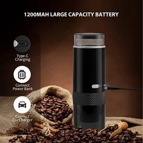 HEEPDD Cafetière Portable, Machine à Expresso électrique Compatible avec Les Capsules K Cup Café Moulu pour Camping Voyage Ca