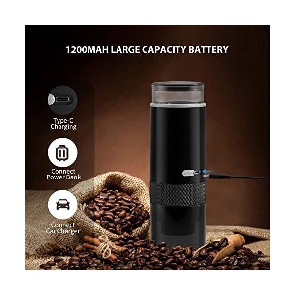 HEEPDD Cafetière Portable, Machine à Expresso électrique Compatible avec Les Capsules K Cup Café Moulu pour Camping Voyage Ca