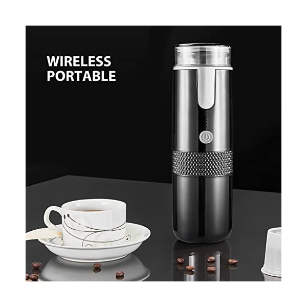 Jiawu Machine à café Portative, Machine à Expresso à Pression Compatible avec les Capsules K Cup et le café Moulu, Cafetière 