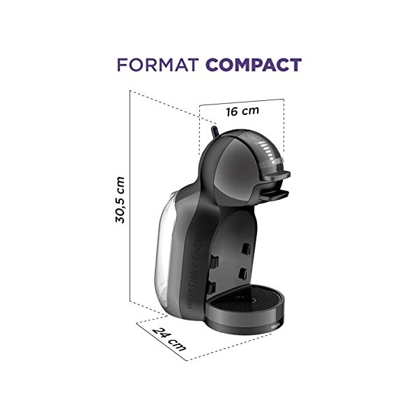 Krups Nescafé Dolce Gusto Machine à café capsules multi-boissons, 0.8 L, 15 bars, Cafetière compacte, Arrêt automatique, Tail
