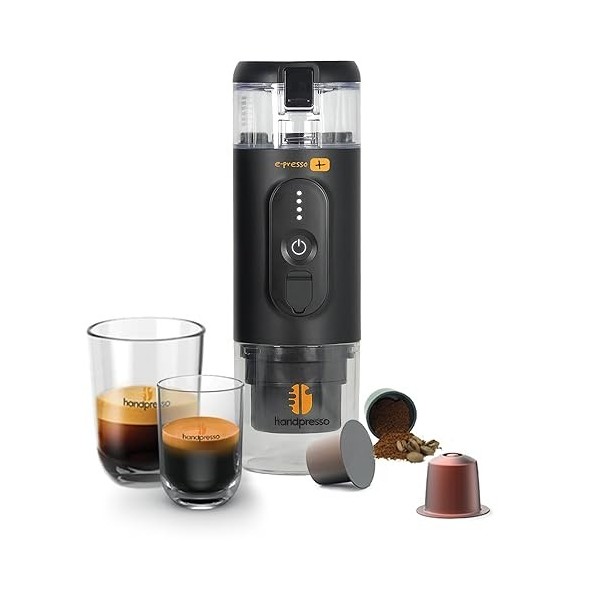 Handpresso - cafetière portable E-Presso+ 21710 | mini cafetiere electrique à batterie haute performance amovible/rechargeabl