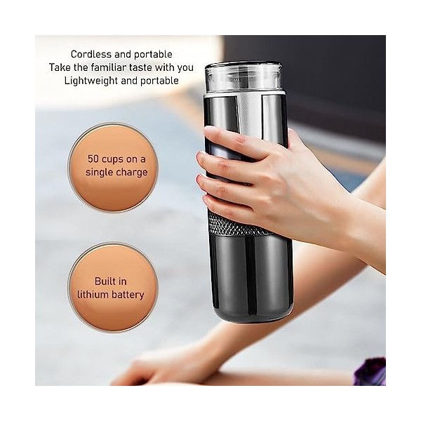 Focket Machine à Expresso Portable, Cafetière de Voyage Compatible avec Les Capsules NS et Le café Moulu, Machine à Expresso 