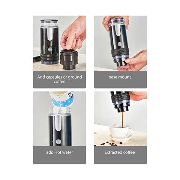 Zerodis Cafetière Portable Capsules Machi Machine Automatique Original Poudre Récipient pour Cafetière Portable Classique pou