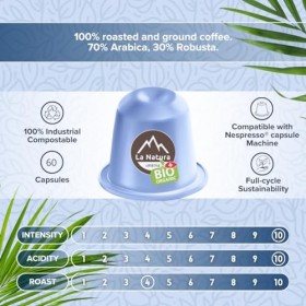 La Natura Lifestyle CAFÉ BIO RISTRETTO 60 capsules de café compatibles machines à capsules Nespresso | Capsules industrielles