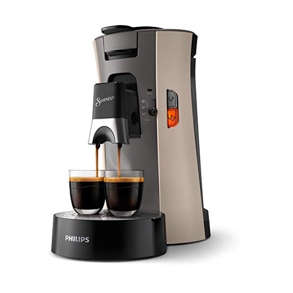 Philips Machine à Café Dosettes – SENSEO Select Eco – Intensity Plus – Crema Plus – Function Memo - Acier Brossé CSA250/10 