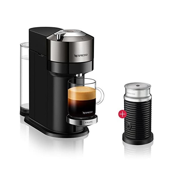 Nespresso Nespresso machine à café à capsules Vertuo Next ENV 120.WAE - Avec mousseur à lait Aeroccino - Blanc.