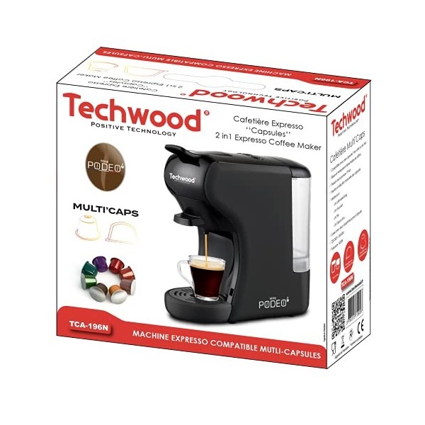 Techwood Cafetières Expresso TCA-196N Multi-Capsules, Noir