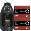 Delta Q - Qool Evolution Machine à café noire + 2 packs de 40 capsules Qalidus - Cafetière à capsules 19 bars de pression, fo