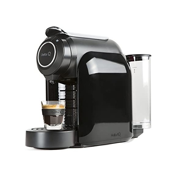 Delta Q - Qool Evolution Machine à café noire + 2 packs de 40 capsules Qalidus - Cafetière à capsules 19 bars de pression, fo