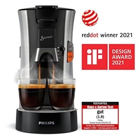 Philips Machine à Café Dosettes – SENSEO Select Eco – Intensity Plus – Crema Plus – Function Memo - Acier Brossé CSA250/10 