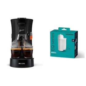 Machine à café à dosettes Philips Senseo Select ECO, noir/tacheté et filtre à eau Siemens BRITA Intenza TZ70033A, réduit la t