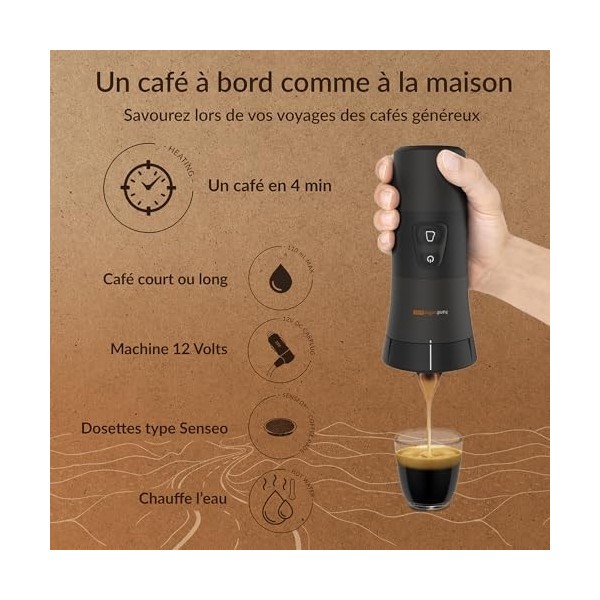 Handpresso – Cafetière 12V Handcoffee Auto 21000 | Machine a cafe voiture - Cafetiere 12v pour dosette Senseo - Cafetiere pou