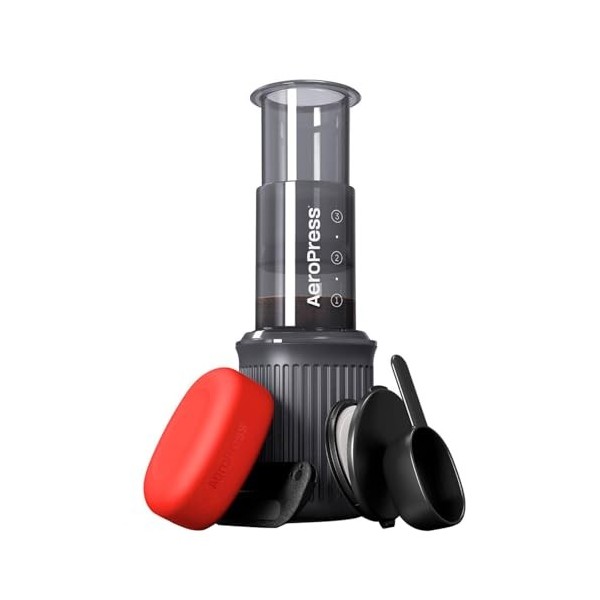 AeroPress Go Kit de Voyage – Cafetière combinant cafetière à piston, filtre manuel et espresso – Café corsé sans amertume – M