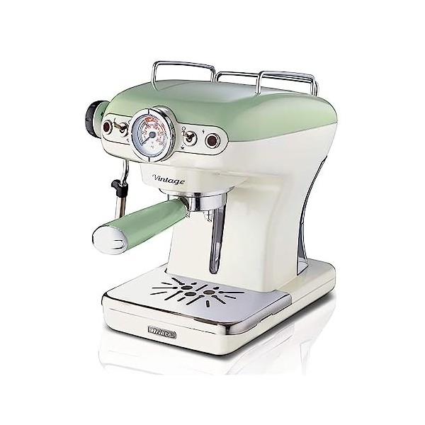 Ariete Espresso Vintage 1389, Machine à Café Expresso Pour Poudre Ou Dosette Ese, 1 Et 2 Tasses, Buse Cappuccino, Support de 