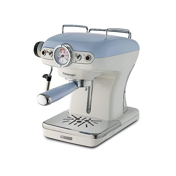 Ariete Espresso Vintage 1389, Machine à Café Expresso Pour Poudre Ou Dosette Ese, 1 Et 2 Tasses, Buse Cappuccino, Support de 