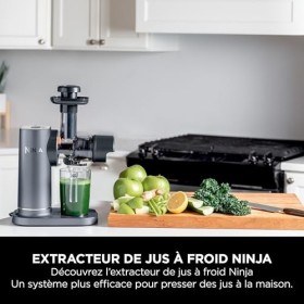 Ninja Extracteur de jus à pression à froid, carafe 700 ml et récupérateur de pulpe 1,1 l, pour des jus, boissons et shots sai
