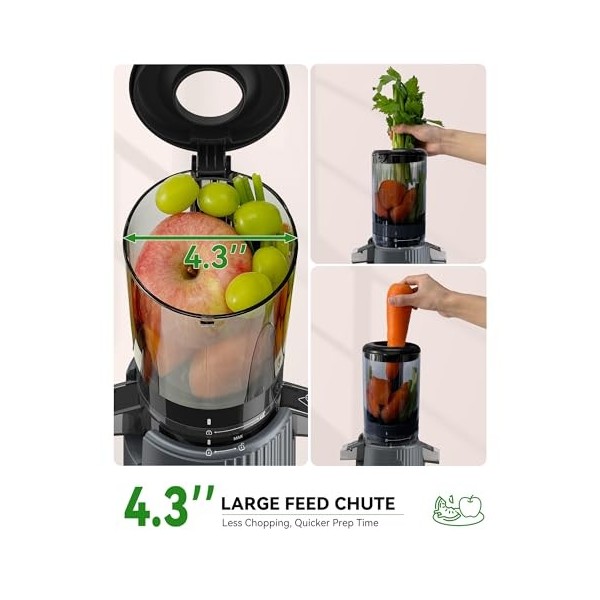 ACOQOOS Extracteur de Jus, Centrifugeuse Extracteur de Jus de Fruits et Légumes avec une Ouverture dalimentation de 110 mm, 
