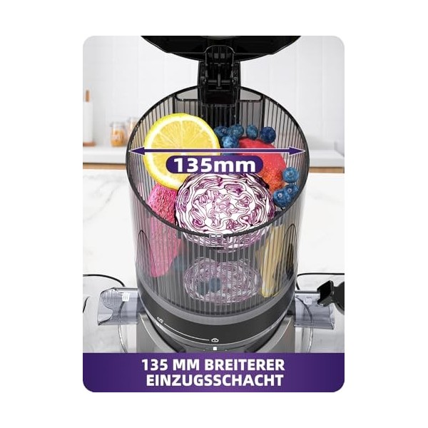 ACOQOOS Presse - fruits pour légumes et fruits entiers, goulot dalimentation plus large de 135 mm, capacité de remplissage d