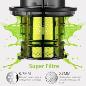 Aobosi - Extracteur de jus électrique avec fonction marche arrière - Avec ouverture de 80 mm - Centrifugeuse pour légumes et 