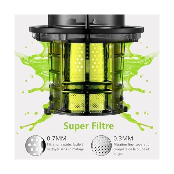 Aobosi - Extracteur de jus électrique avec fonction marche arrière - Avec ouverture de 80 mm - Centrifugeuse pour légumes et 