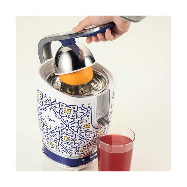 Ariete 413, Presse-agrumes Electrique Capri avec Corps et Levier en Métal, Bec verseur anti-goutte et Moteur Silencieux pour 