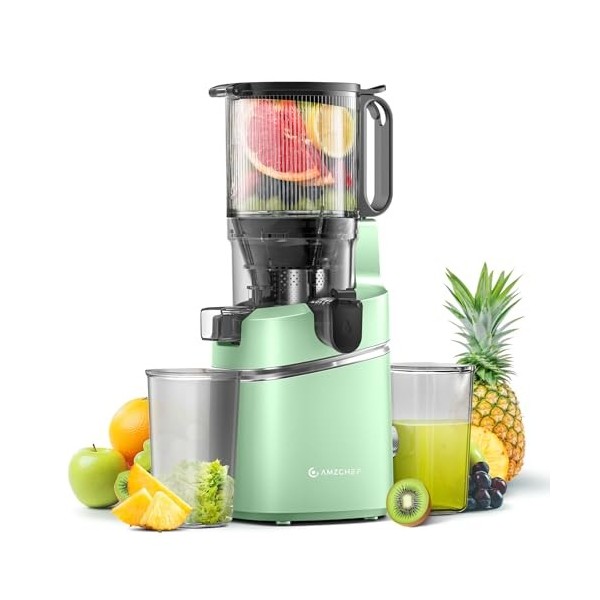 AMZCHEF Extracteur de jus automatique Vos mains libres, Ouverture de 135 mm et capacité de 1,8 L Extracteur de jus de fruits 