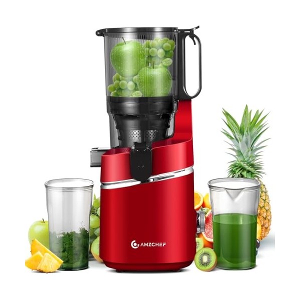 AMZCHEF Extracteur de jus automatique Vos mains libres, Ouverture de 135 mm et capacité de 1,8 L Extracteur de jus de fruits 