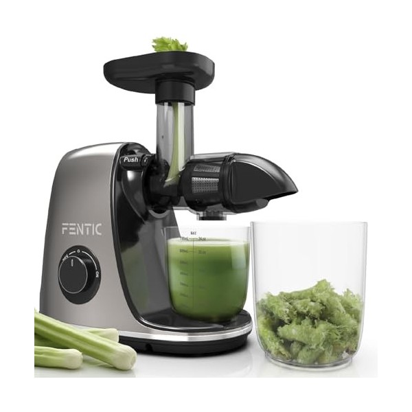 Fentic Extracteur de Jus – Horizontal Centrifugeuse Extracteur avec Fonction Inversée – Extracteur de Jus de Fruits et Légume