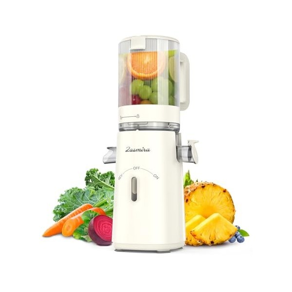 Extracteur de Jus, Zasmira Extracteur de Jus de Fruits et Légumes avec Goulotte dAlimentation de 120mm, Extracteur de Jus à