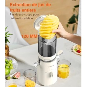 Extracteur de Jus, Zasmira Extracteur de Jus de Fruits et Légumes avec Goulotte dAlimentation de 120mm, Extracteur de Jus à 
