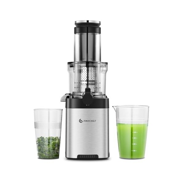 AMZCHEF Extracteur De Jus avec 90 Recettes électroniques - Goulotte de 79mm Pour Les Fruits Et Légumes Entiers - Extracteur J