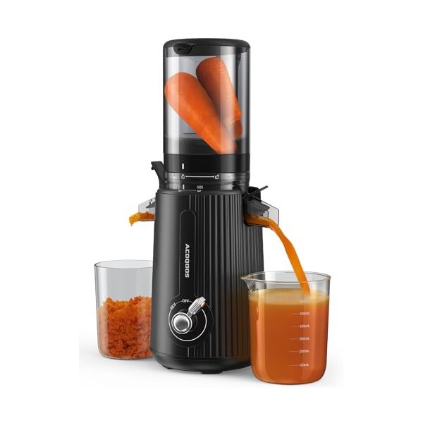 ACOQOOS Centrifugeuse Extracteur de Jus 200 W, Extracteur de Jus de Fruits et Légumes, Extracteur avec fonction de masticatio