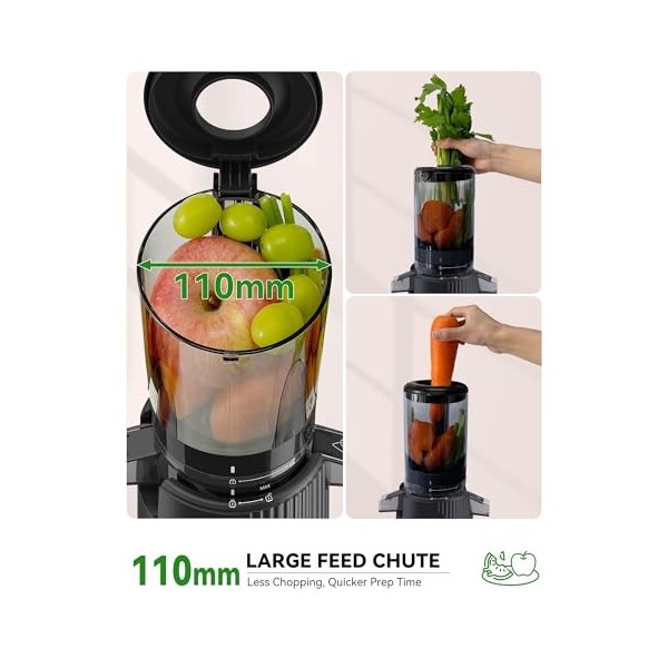ACOQOOS Centrifugeuse Extracteur de Jus 200 W, Extracteur de Jus de Fruits et Légumes, Extracteur avec fonction de masticatio