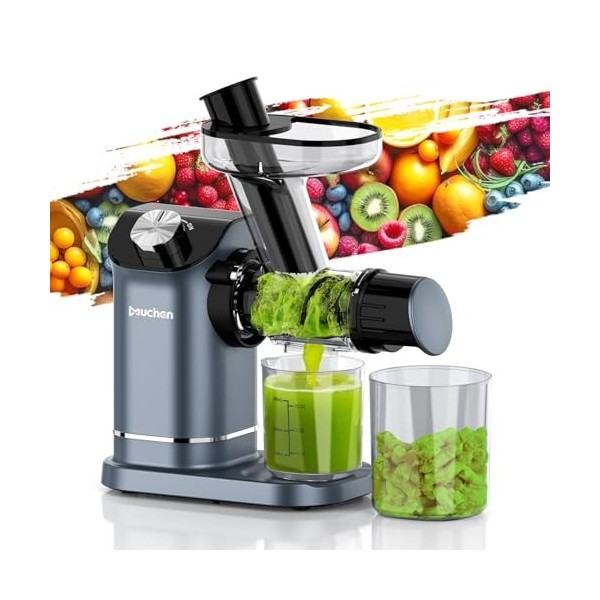 Muchen Slow Juicer Vainqueur du test de fruits et légumes Moteur silencieux 150 W, broyage inversé, nettoyage facile, design 