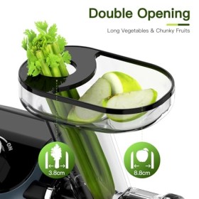 Muchen Slow Juicer Vainqueur du test de fruits et légumes Moteur silencieux 150 W, broyage inversé, nettoyage facile, design 