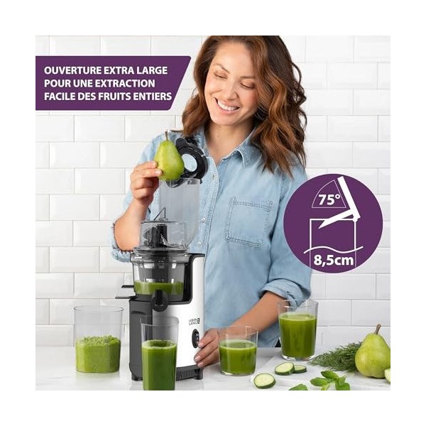 LEBENLANG Extracteur à Vitesse Lente - Acier Inoxydable & Sans BPA I Extracteur Jus Centrifugeuse Extracteurs de Jus Juicer M