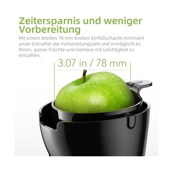 Biolomix Centrifugeuse Slow Juicer 7.8CM à cheminée large 200W Centrifugeuse de légumes et de fruits - Centrifugeuse à pressi