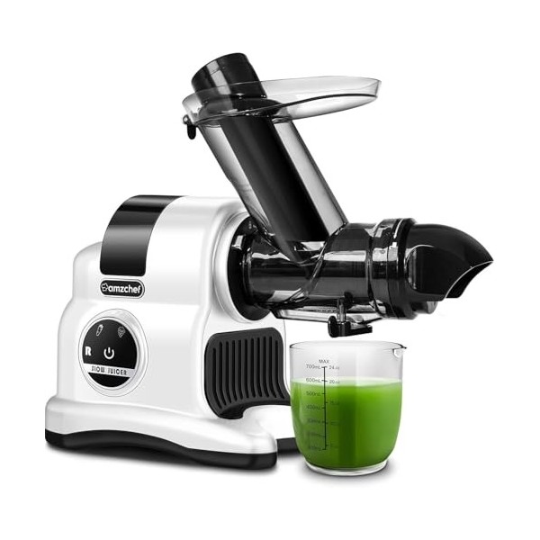AMZCHEF Extracteur de jus à goulotte large de 80 mm - 150W extracteur de jus de fruits et légumes haute nutrition à masticati