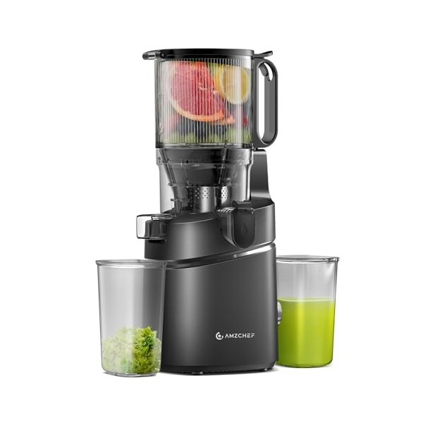AMZCHEF Extracteur de jus automatique Vos mains libres, Ouverture de 135 mm et capacité de 1,8 L Extracteur de jus de fruits 