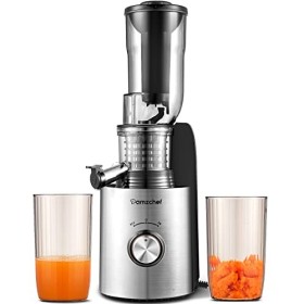 AMZCHEF 250W Extracteur de jus avec 2 filtres brevetés - Extracteur jus goulotte large de 85mm - Machine jus à pression à fro