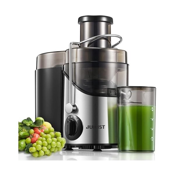JUILIST Centrifugeuse Extracteur de Jus, 400W Centrifugeuse Fruits et Legumes 65 MM Large Bouche, 3 Vitesses, Pieds Antidérap