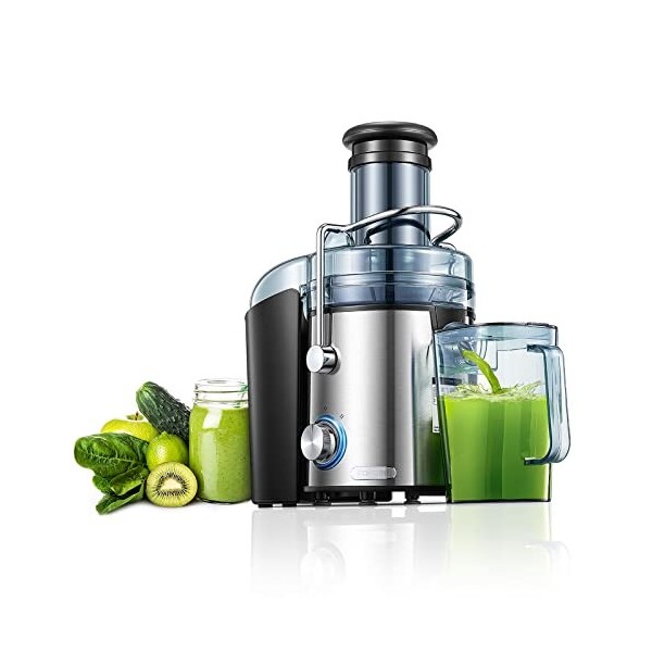 FOHERE Centrifugeuse Extracteur de Jus, 800W Centrifugeuse Fruits et Légumes à 2 Vitesses, Design Anti-goutte, Large Bouche e