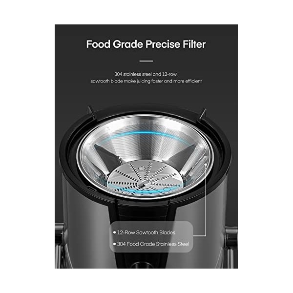 FOHERE Centrifugeuse Extracteur de Jus, 400W Centrifugeuse Fruits et Legumes à 3 Vitesses, Bec Anti-goutte, Grand Bouche en A