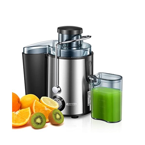 Juilist Centrifugeuse, 600W Centrifugeuse Fruits et Legumes Facile à Nettoyer, 2 Vitesse en Acier Inox, 65MM Large Bouche Cen