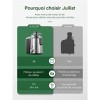 Juilist Centrifugeuse, 600W Centrifugeuse Fruits et Legumes Facile à Nettoyer, 2 Vitesse en Acier Inox, 65MM Large Bouche Cen